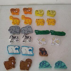 Wooden matching game safari animals x 23 Used ( missing 1 monkey)